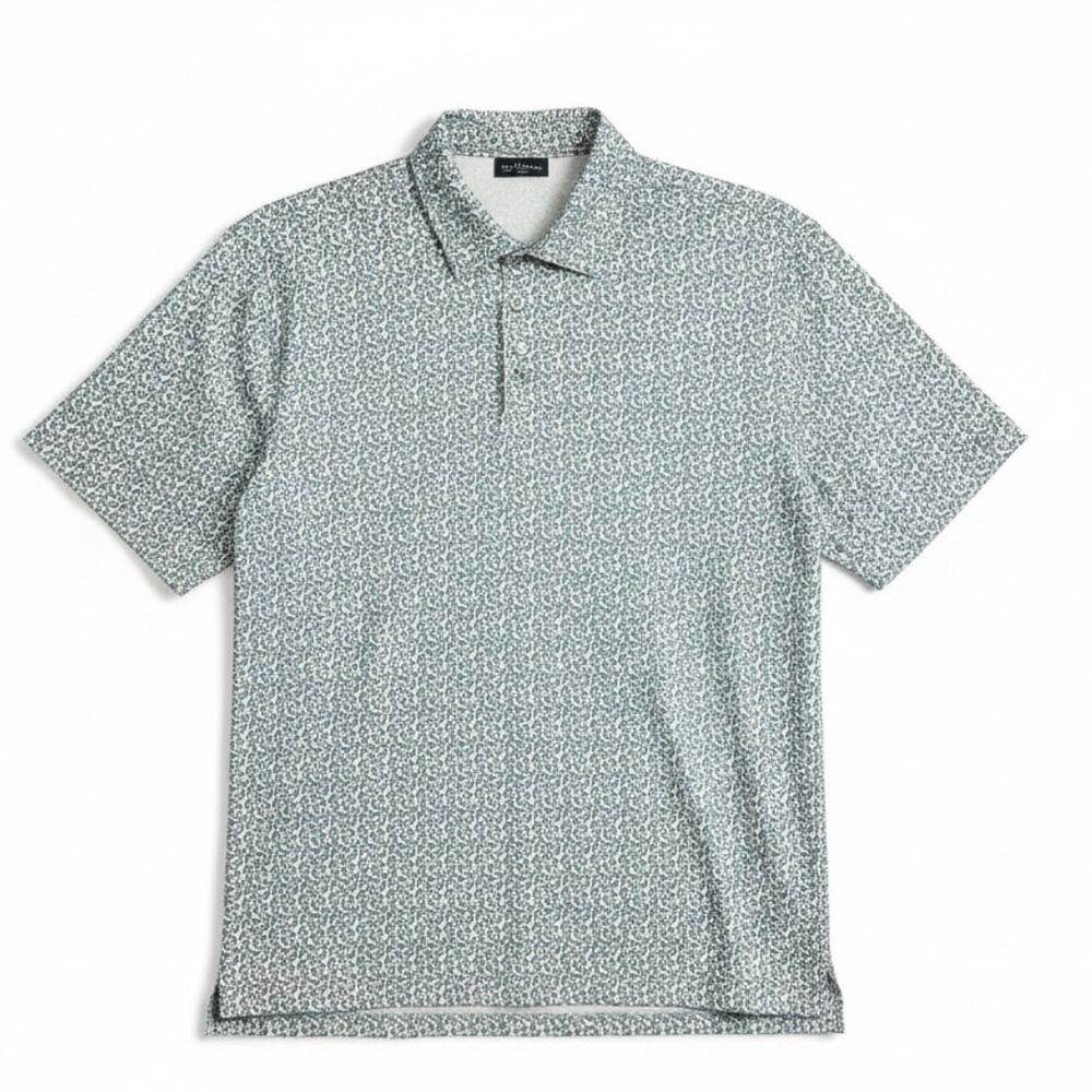 Anderson Ord Polo Shirt Floral Leaf Print Golf Performance White Blue Men’s L